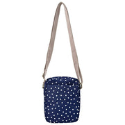 Bolso bandolera de lona reciclada Roka Bond - Lunares azul marino