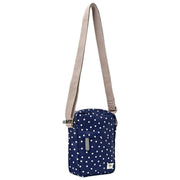 Bolso bandolera de lona reciclada Roka Bond - Lunares azul marino