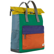 Roka Canfield B Medium Creative Waste Colour Block Recycled Nylon Backpack - Green/Yellow/Orange