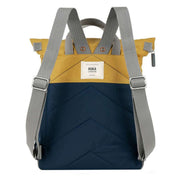 Roka Canfield B Medium Creative Waste Two Tone Recycled Nylon Backpack - Midnight Navy/Mustard Yellow