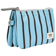 Cartera pequeña Roka Carnaby de lona reciclada - Rayas azules