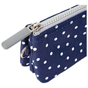 Cartera Roka Carnaby pequeña de lona reciclada - Lunares Azul Marino