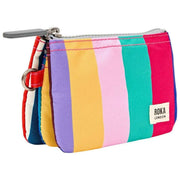 Cartera pequeña Roka Carnaby de lona reciclada - Raya ancha Multicolor