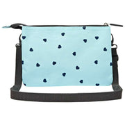 Bolso bandolera Roka Carnaby XL de lona reciclada - Azul/Corazones azules
