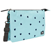 Bolso bandolera Roka Carnaby XL de lona reciclada - Azul/Corazones azules