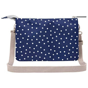 Bolso bandolera Roka Carnaby XL de lona reciclada - Lunares azul marino
