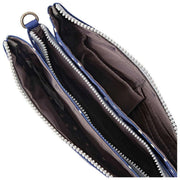 Bolso bandolera Roka Carnaby XL de lona reciclada - Lunares azul marino