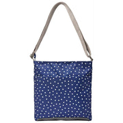 Bolso bandolera Roka Kennington B mediano de lona reciclada - Lunares azul marino