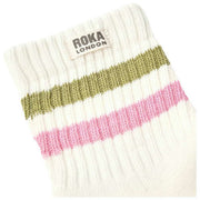 Calcetines Roka Windosr Stripe Crew - Aguacate/Clavel rosa