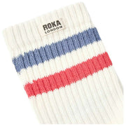 Calcetines Roka Windsor Stripe Crew - Azul costero/Escarlata