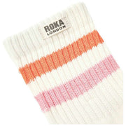 Calcetines Roka Windsor Stripe Crew - Mandarín/Rosa