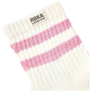 Calcetines Roka Windsor Stripe Crew - Clavel rosa