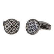 Simon Carter Mother of Pearl Lattice Cufflinks - Gunmetal Grey/White