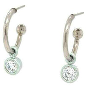 Ti2 Titanium Gem Charm Hoop Earrings - Light Green