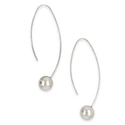 Ti2 Titanium Long Orbit Drop Earrings - Natural Silver