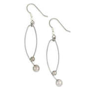 Ti2 Titanium Momentum Drop Earrings - Natural Silver