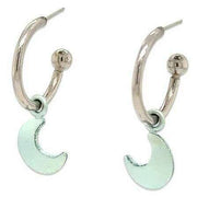 Ti2 Titanium Moon Charm Hoop Earrings - Light Green