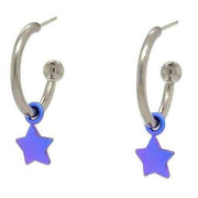 Ti2 Titanium Star Charm Hoop Earrings - Purple