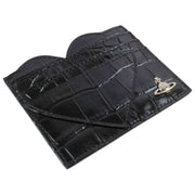 Vivienne Westwood Tarjetero con corazón de cocodrilo en relieve - Negro