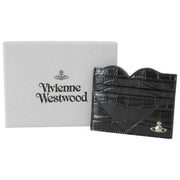 Vivienne Westwood Tarjetero con corazón de cocodrilo en relieve - Negro