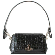 Vivienne Westwood Emboss Croc Leather Hazel Small Handbag - Black