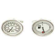 Zennor Speedo and Fuel Gauge Cufflinks - Silver/White