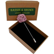 Bassin and Brown Floral Rose Lapel Pin - Dusky Pink