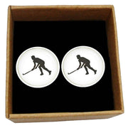 Bassin and Brown Hockey Player Cufflinks - White/Black