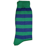 Bassin and Brown Hooped Stripe Socks - Green/Royal Blue