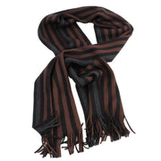 Bassin and Brown Lyttleton Stripe Scarf - Brown/Black/Grey