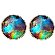 Bassin and Brown Nebula and Galaxy Cufflinks - Blue/Green/Wine