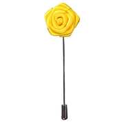 Bassin and Brown Rose Flower Lapel Pin - Yellow