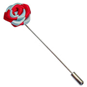 Bassin and Brown Two Colour Rose Jacket Lapel Pin - Red/Blue