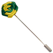 Bassin and Brown Two Colour Rose Jacket Lapel Pin - Yellow/Green