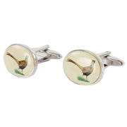 David Van Hagen Pheasant Cufflinks - Cream/Silver