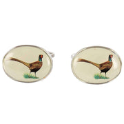 David Van Hagen Pheasant Cufflinks - Cream/Silver