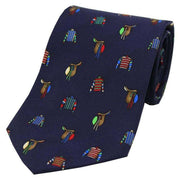 David Van Hagen Racing Colours and Saddles Country Silk Tie - Navy