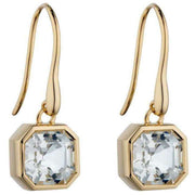 Elements Gold Asscher Cut Topaz Drop Earrings - Gold/White