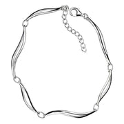 Elements Silver Linked Leaves Bracelet - Silver