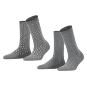 Esprit Fine Dot 2 Pack Socks - Light Grey Mel