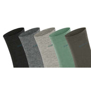 Esprit Solid Mix 5 Pack Socks - Green/Grey Mix