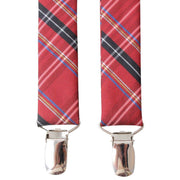 Knightsbridge Neckwear Tartan Clip Braces - Red