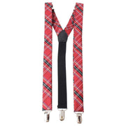 Knightsbridge Neckwear Tartan Clip Braces - Red