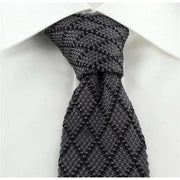 Michelsons of London Diamond Silk Knitted Skinny Tie - Charcoal/Black