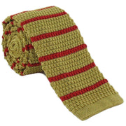 Michelsons of London Silk Knitted Striped Skinny Tie - Yellow/Red