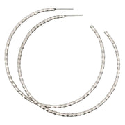 Ti2 Titanium Medium Twisted Hoop Earrings - Natural Brushed Silver